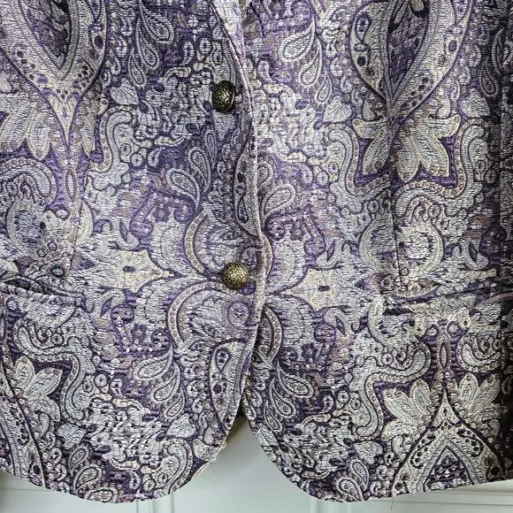 Koret Gorgeous Purple Tan Tapestry Brocade Blazer Fully Lined Size 10 P Chic - Picture 7 of 13